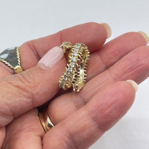 Gold-Tone Kendra Scott Double Hoop Crystal Ring 7 - Picture 4 of 7